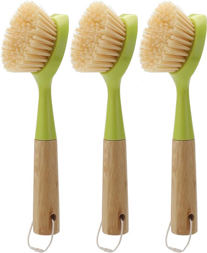 1.1in PBT Bristle Kitchen Scrub Brush Dish Scrubber With Handle 0